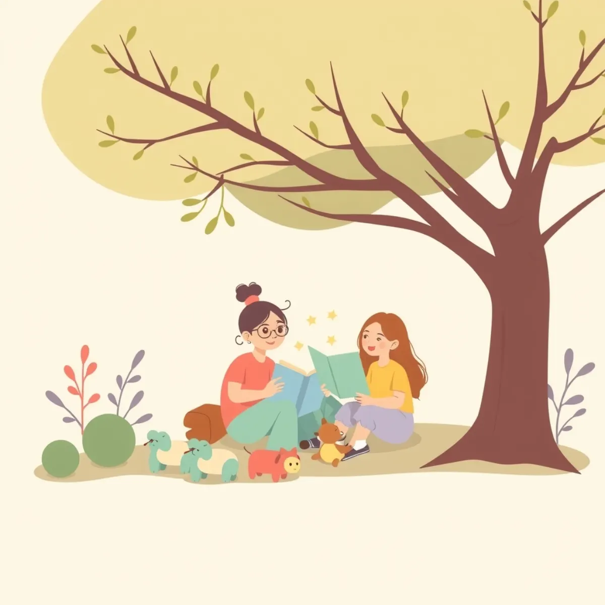 Family enjoying a cozy outdoor reading moment