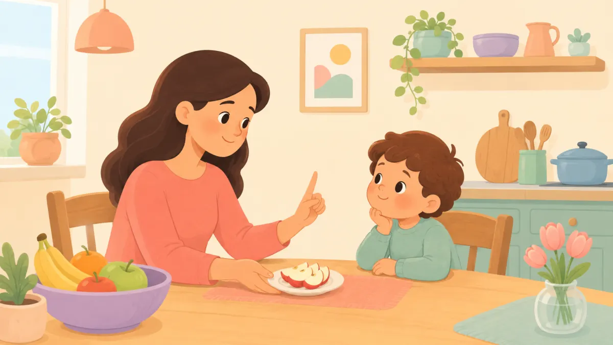 Parent offers two snack choices while keeping a dinner boundary.
